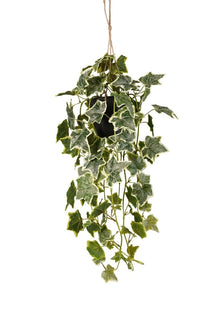 Emerald Kunst Hangplant Ivy in pot groen/wit 70cm
